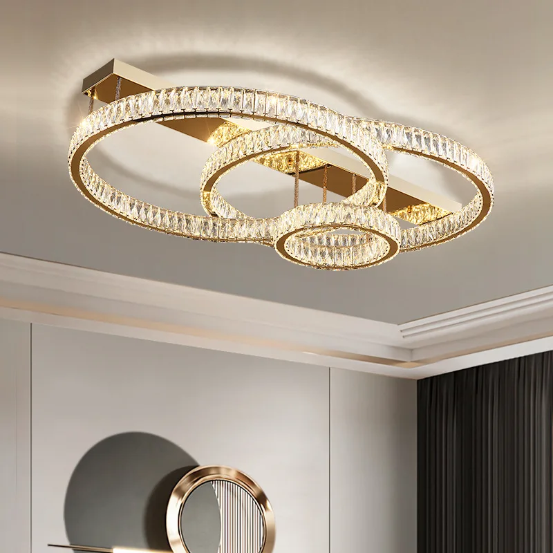 Home Decor Lighting Brands - Modern Crystal Gold Round LED Ceiling