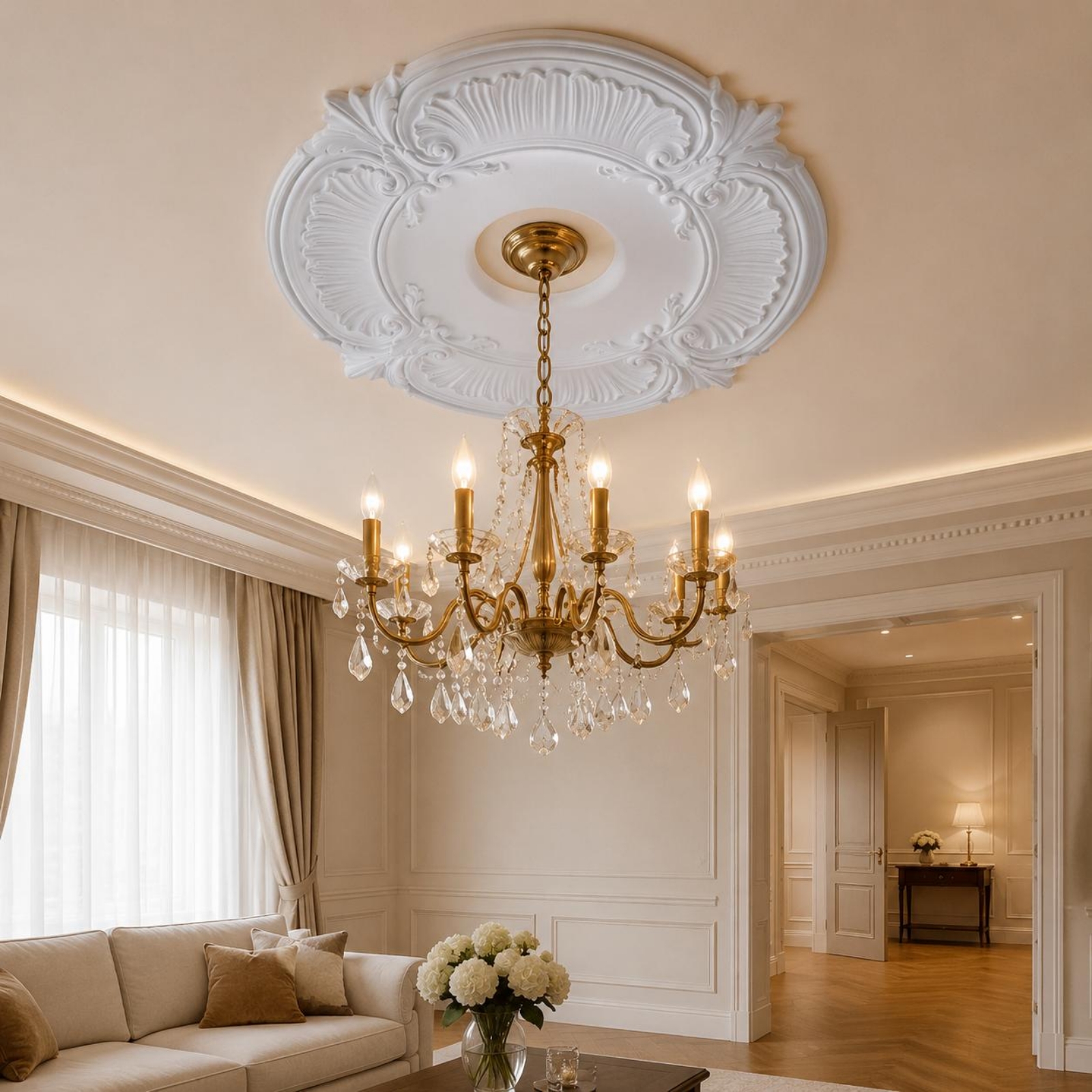 Round PU Ceiling Medallion Scr - مراجعة Decor Lighting & Decor Fires وسعره