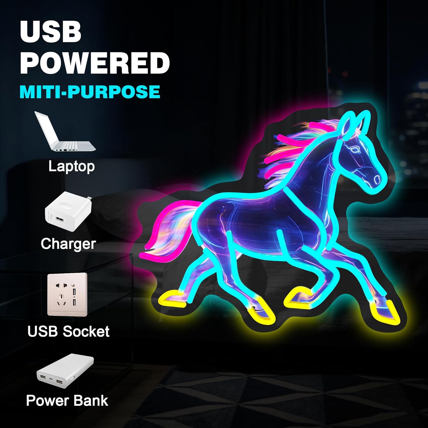 Horse Night Light Neon Sign De - مراجعة Room Decor Lighting Lamp وسعره