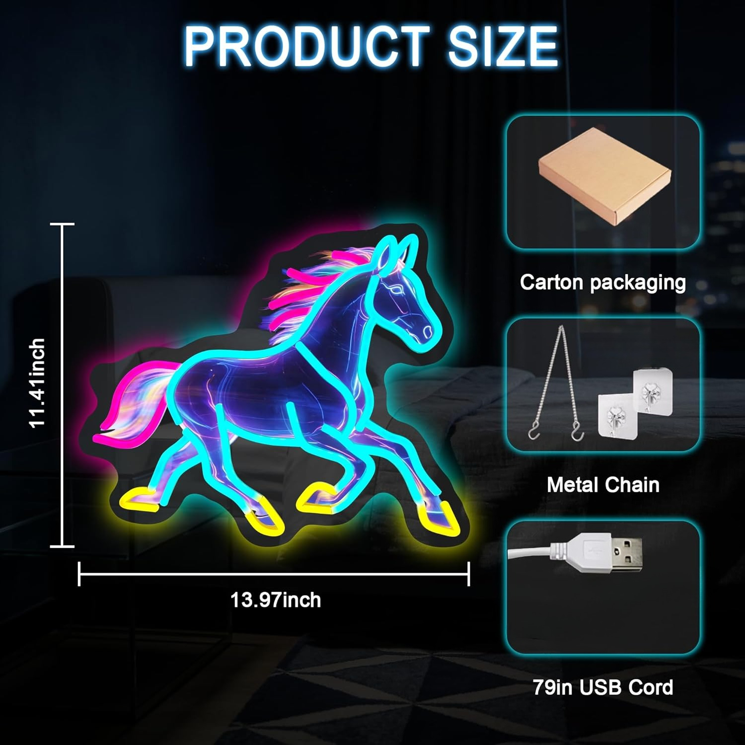 Horse Night Light Neon Sign De - مراجعة Room Decor Lighting Lamp وسعره