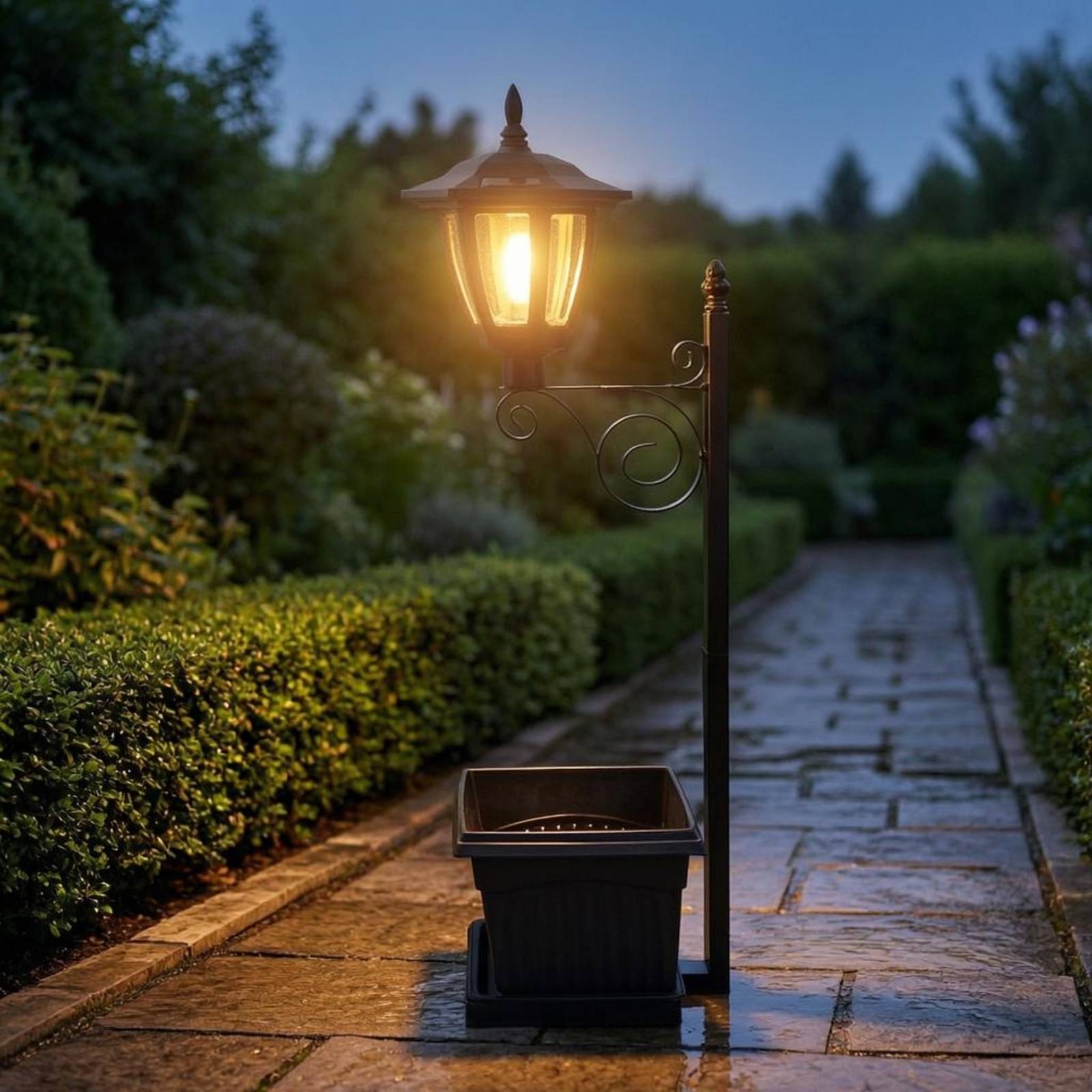 Solar Flower Pot Light Wrought - مراجعة Lighting Decor Outdoor وسعره