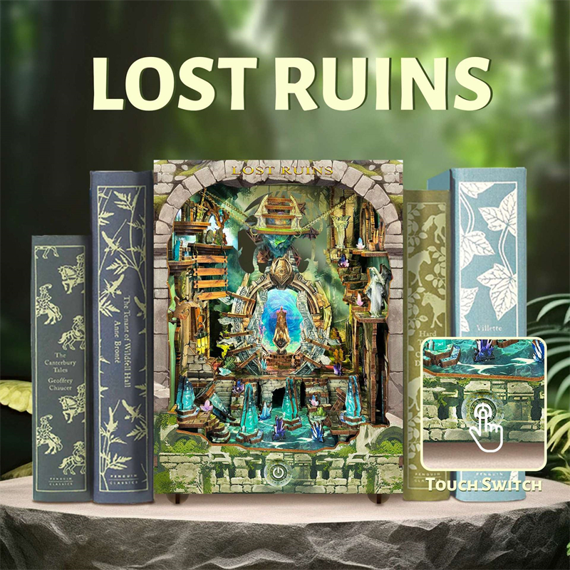 DIY Book Nook Lost Ruins Woode - مراجعة Lighting Home Decor Products وسعره