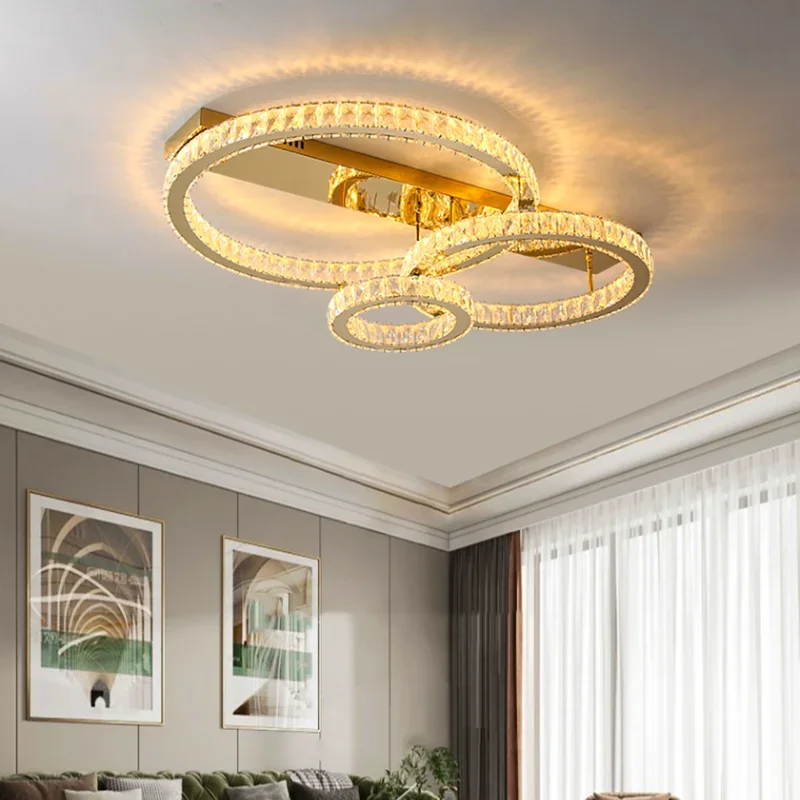 Modern Crystal Gold Round LED  - مراجعة Home Decor Lighting Brands وسعره