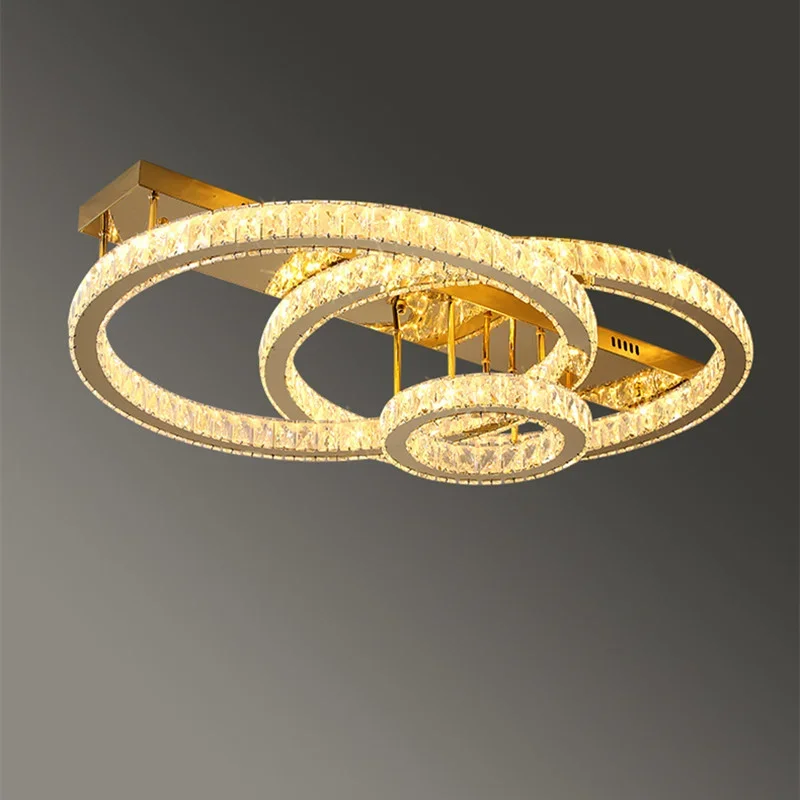 Modern Crystal Gold Round LED  - مراجعة Home Decor Lighting Brands وسعره
