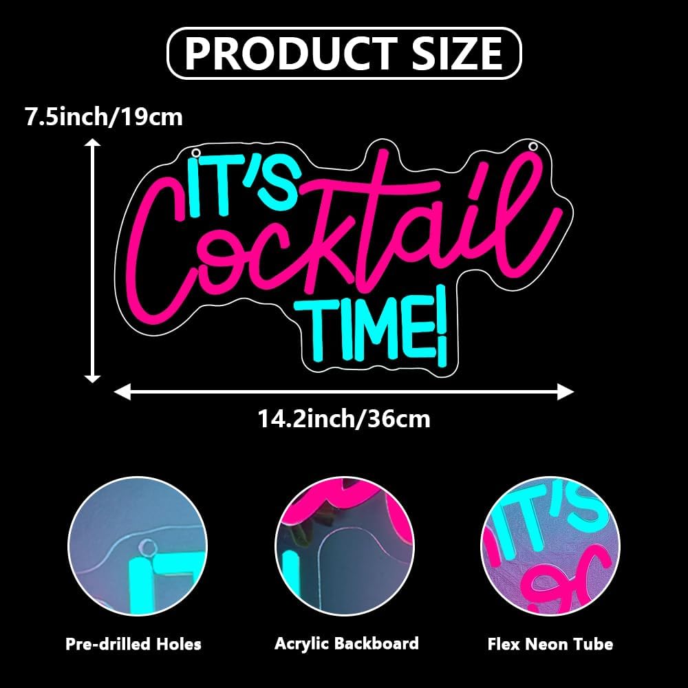 Cocktails Neon Sign USB Powere - مراجعة Lighting Decor In Room وسعره