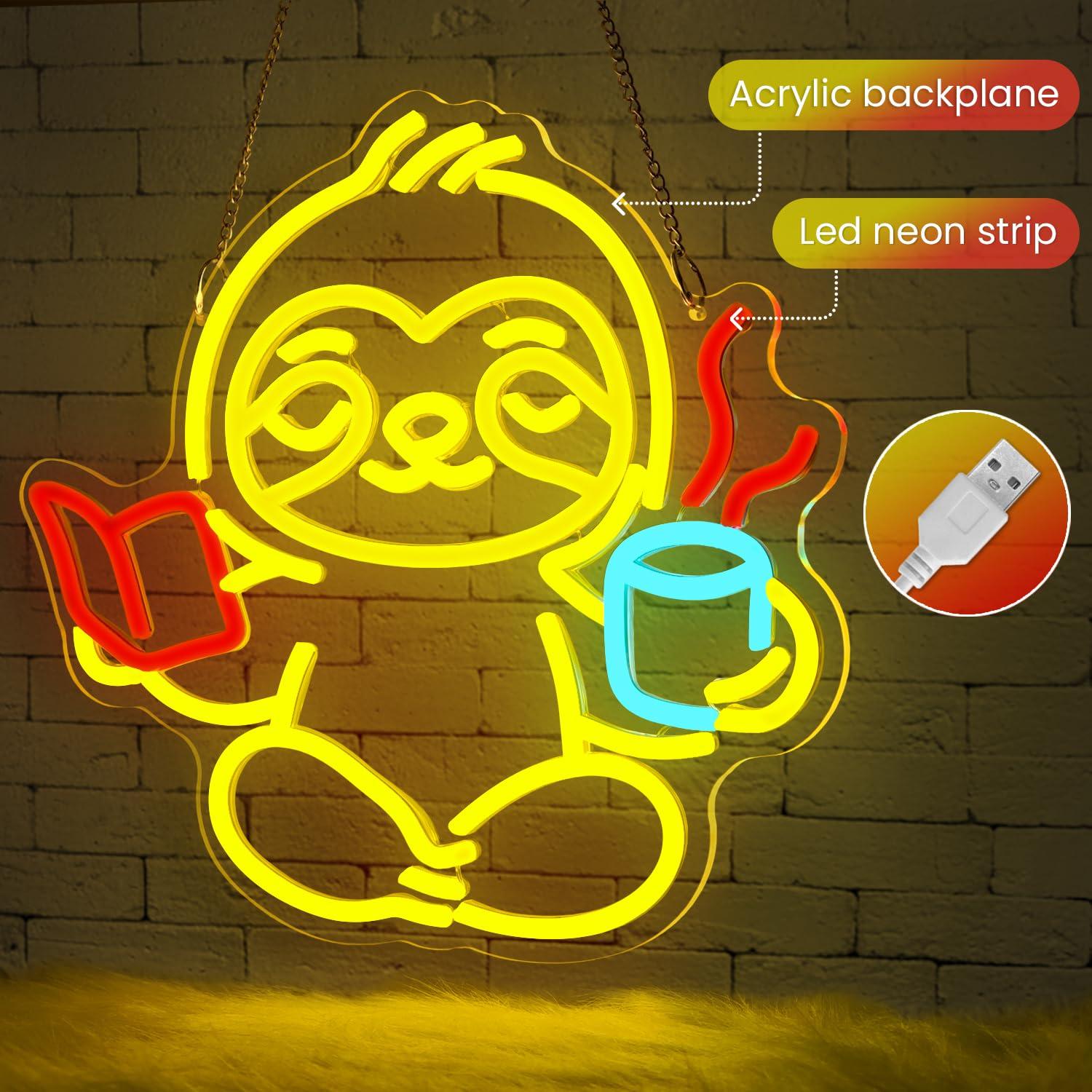 Sloth Neon Sign USB Dimmable L - مراجعة Lighting Decor In Room وسعره