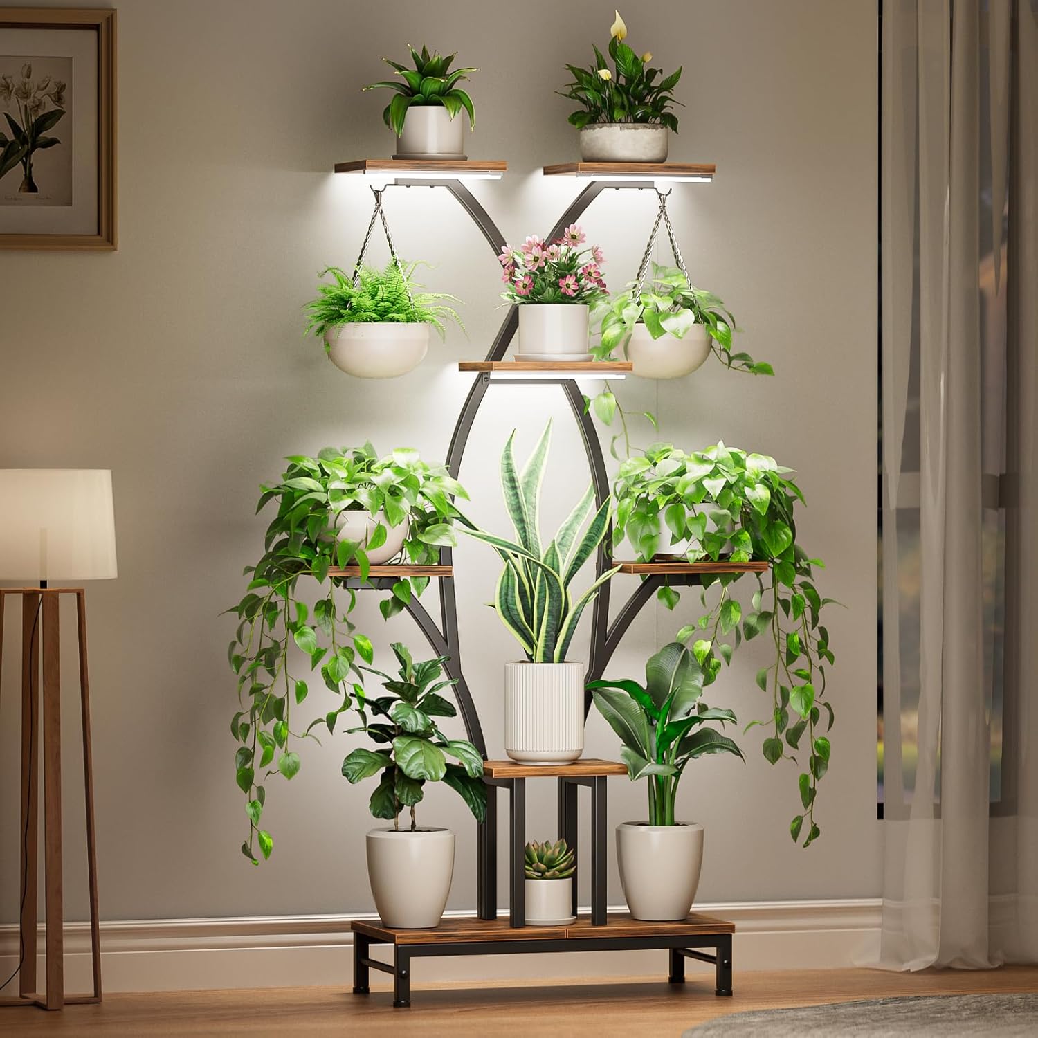 7-Tier Corner Plant Stand with - مراجعة Lighting Home Decor Products وسعره