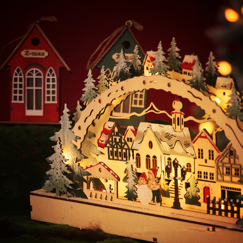 Wooden Christmas LED Bridge La - مراجعة Lighting Decor Woodbridge وسعره